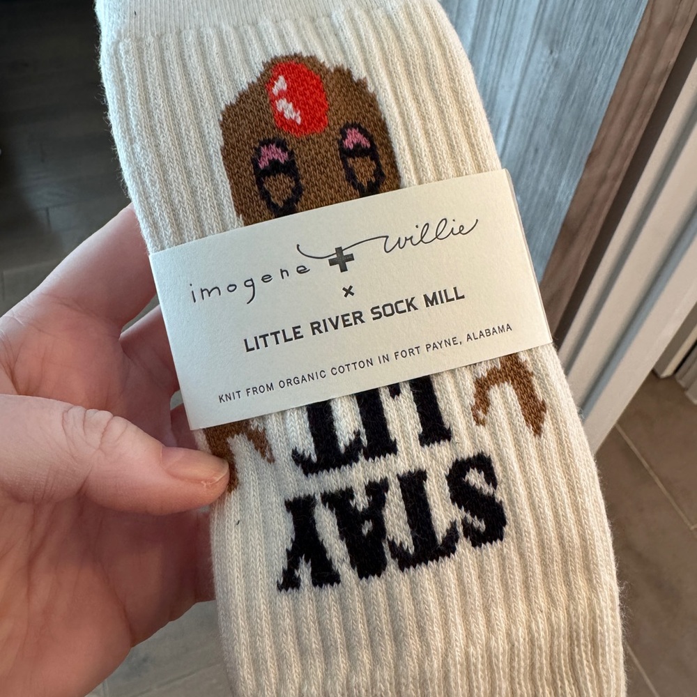 Imogene + Willie Little River Sock Mill Socks - Cream “Stay Lit”